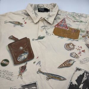 Polo by Ralph Lauren Hemingway Size XL All Over Print Men's Polo Shirt Vintage